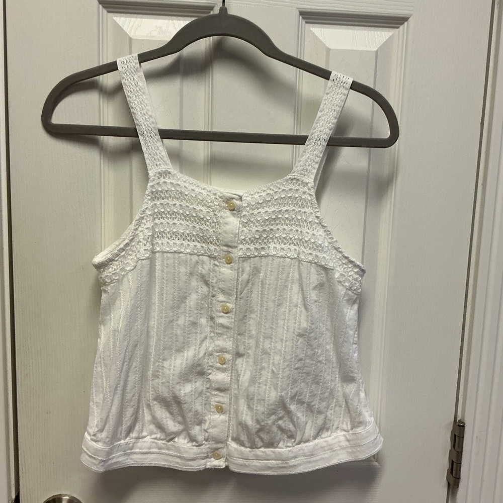Universal Thread SZ M Romantic Cropped White Crochet Tank Top Cottagecore whimsy